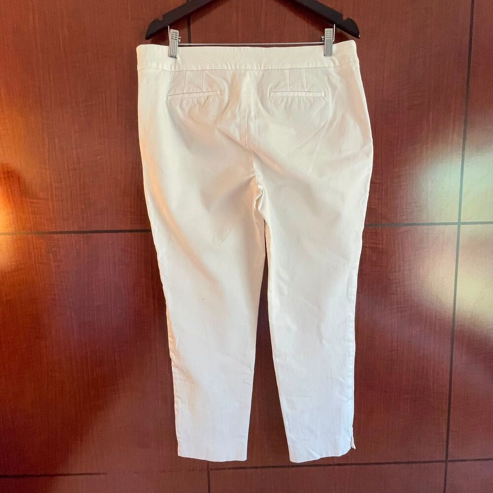 Talbots Womens 14 White Chatham Ankle Pants Stretch Slim Leg Side Zip - Picture 3 of 12